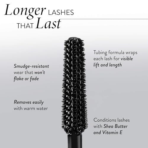 LAURA GELLER Long-n-Lifted Tubing Mascara – Lengthening & Lifting Mascara, Smudge-Proof & Flake-Free, Gentle Tubing Formula Removes with Warm Water, Black, 0.3 oz Avelisse