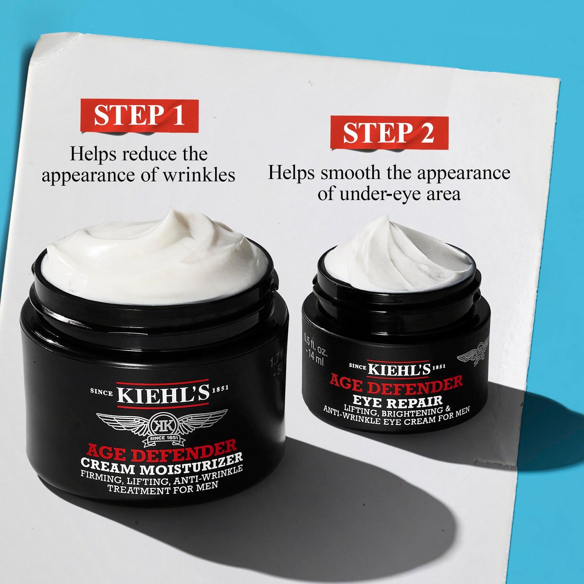 Kiehl's Age Defender Men's Skincare Routine Gift Set – Anti-Aging Face Lotion & Eye Cream, Reduces Dark Circles & Wrinkles, Firms & Rejuvenates Skin Avelisse