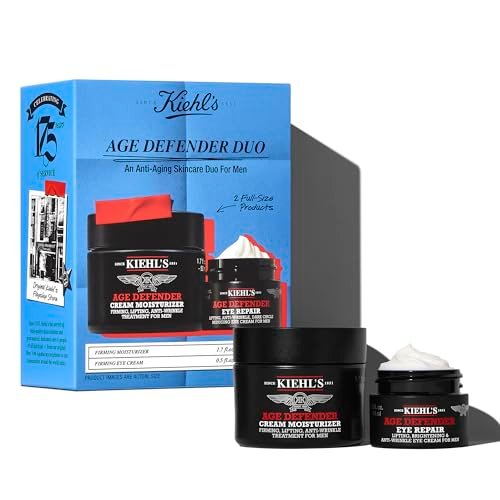 Kiehl's Age Defender Men's Skincare Routine Gift Set – Anti-Aging Face Lotion & Eye Cream, Reduces Dark Circles & Wrinkles, Firms & Rejuvenates Skin Avelisse