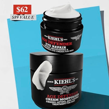 Kiehl's Age Defender Men's Skincare Routine Gift Set – Anti-Aging Face Lotion & Eye Cream, Reduces Dark Circles & Wrinkles, Firms & Rejuvenates Skin Avelisse
