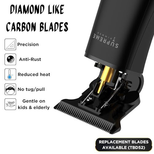 Supreme Trimmer T Shaper ST5190 - Quiet Cordless Beard & Hair Trimmer for Men, 120 Min Runtime, Zero-Gap DLC Blade, Ideal for Sensitive Skin Avelisse