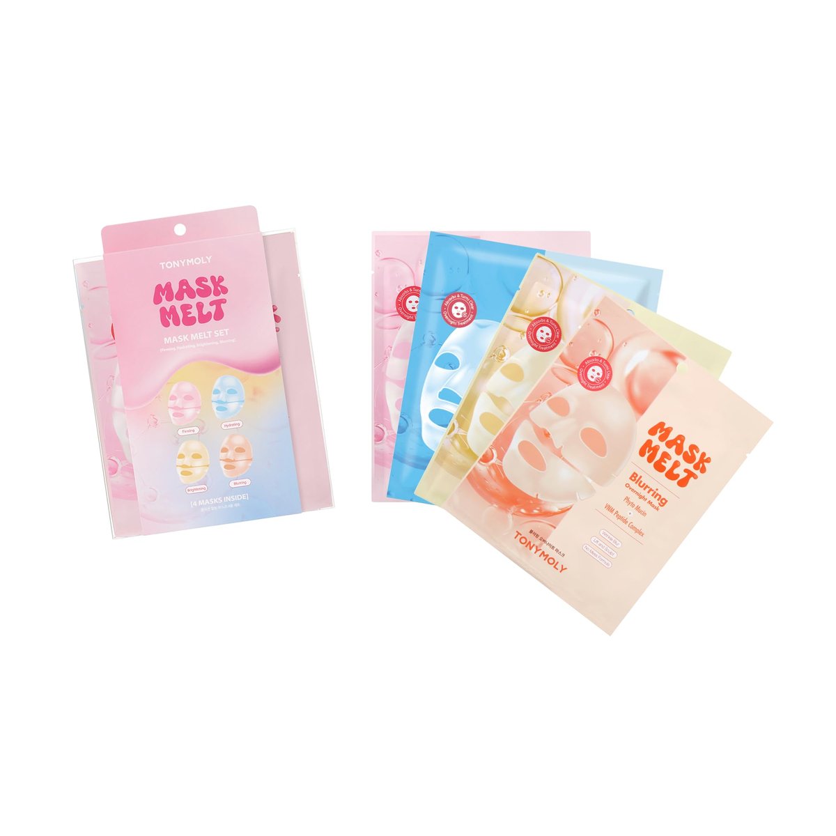 TONYMOLY Mask Melt Assorted Hydrogel Overnight Mask 4-Pack | Collagen, Vitamin C + Rice, Vegan PDRN & Peptides for Hydration, Firming, Brightening & Smoothing Avelisse