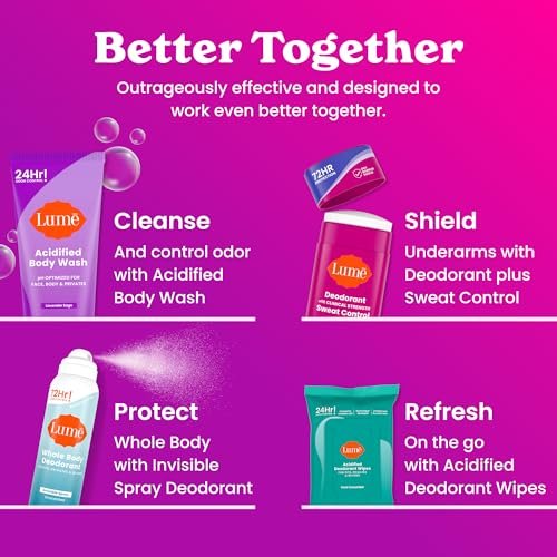 Lume Deodorant Plus Sweat Control Extra Strength Antiperspirant for Women - Smooth Solid Stick, Baking Soda Free, Soft Powder, 72 Hour Odor & Sweat Control (2 Pack, 1.55 oz each) - görsel 14
