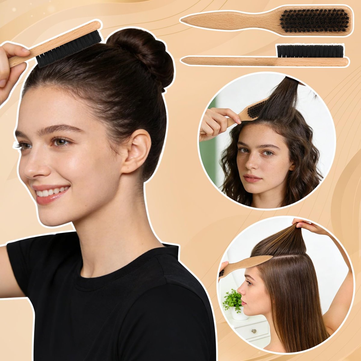 Auroray Boar Bristle Hair Brush with Spray Bottle – Slick Back & Flyaway Control for Women and Men - görsel 9