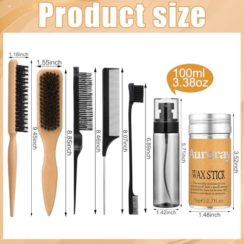 Auroray Boar Bristle Hair Brush with Spray Bottle – Slick Back & Flyaway Control for Women and Men - görsel 4