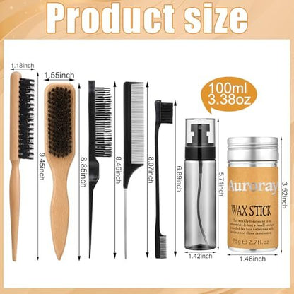 Auroray Boar Bristle Hair Brush with Spray Bottle – Slick Back & Flyaway Control for Women and Men