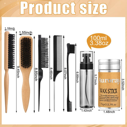 Auroray Boar Bristle Hair Brush with Spray Bottle – Slick Back & Flyaway Control for Women and Men