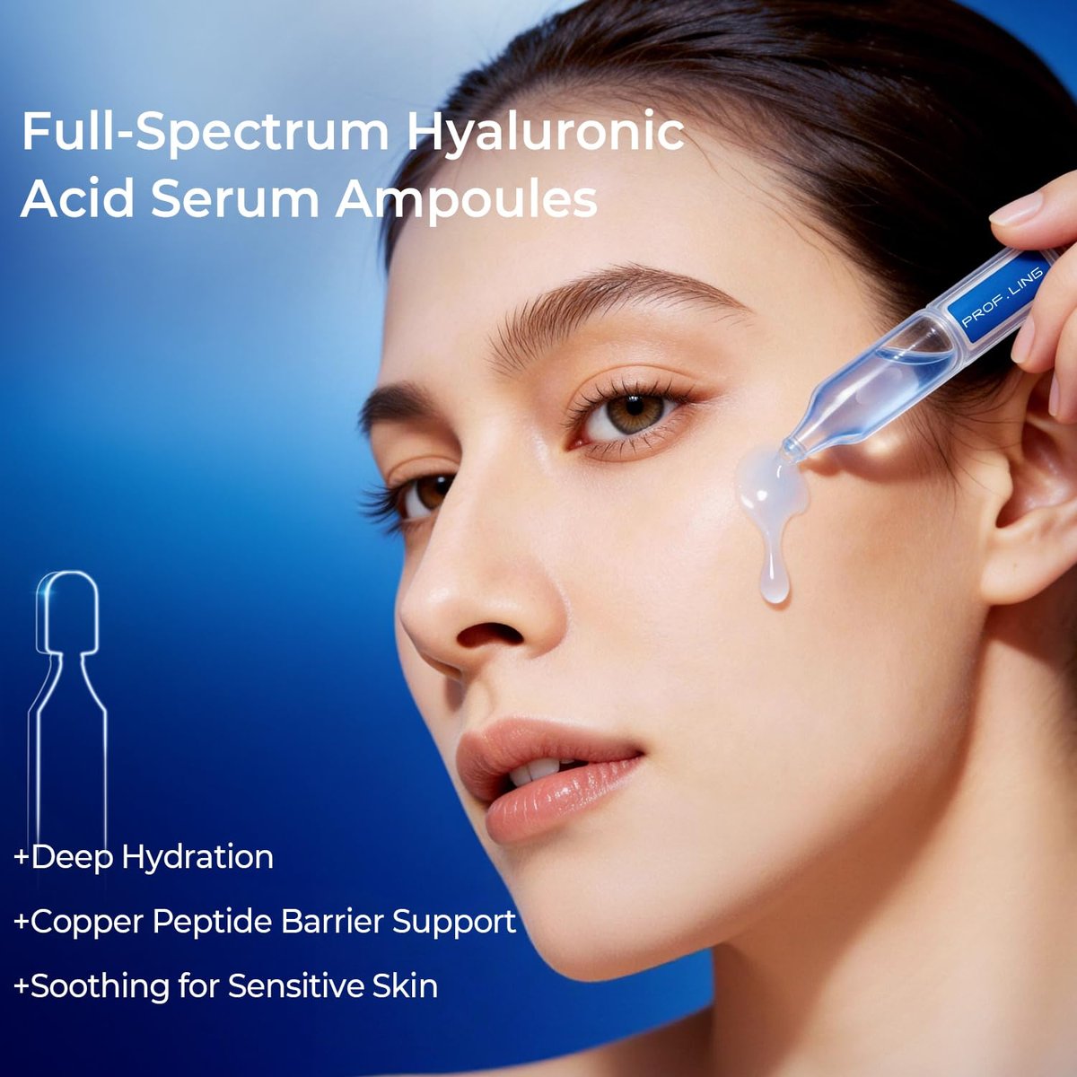 PROF.LING Full Spectrum Hyaluronic Acid Serum with Copper Peptides for Microneedling & Post Treatment Care - Anti Aging Firming Hydrating Soothing Repair Serum for Sensitive Skin Avelisse