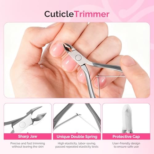MelodySusie 11-Piece Manicure Tools Kit – Nail Care Set with Files, Buffer Blocks, Cuticle Nipper, Pusher & Rose Cuticle Oil 28ML for DIY Nail Manicure - görsel 8
