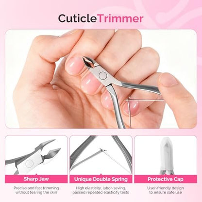 MelodySusie 11-Piece Manicure Tools Kit – Nail Care Set with Files, Buffer Blocks, Cuticle Nipper, Pusher & Rose Cuticle Oil 28ML for DIY Nail Manicure