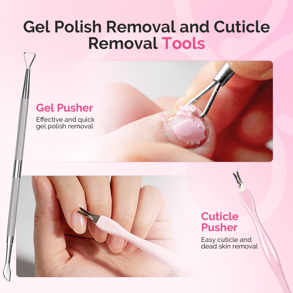 MelodySusie 11-Piece Manicure Tools Kit – Nail Care Set with Files, Buffer Blocks, Cuticle Nipper, Pusher & Rose Cuticle Oil 28ML for DIY Nail Manicure - görsel 9