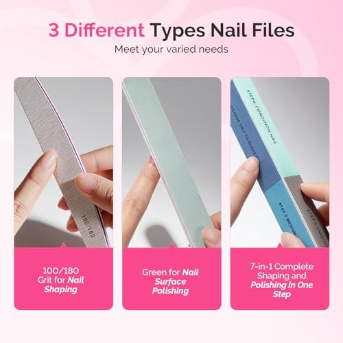 MelodySusie 11-Piece Manicure Tools Kit – Nail Care Set with Files, Buffer Blocks, Cuticle Nipper, Pusher & Rose Cuticle Oil 28ML for DIY Nail Manicure - görsel 12