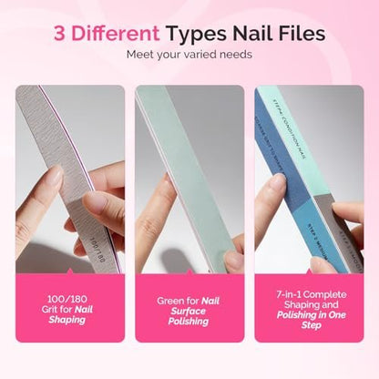 MelodySusie 11-Piece Manicure Tools Kit – Nail Care Set with Files, Buffer Blocks, Cuticle Nipper, Pusher & Rose Cuticle Oil 28ML for DIY Nail Manicure