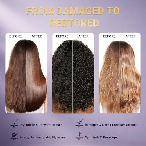 Keratin Hair Mask for Dry Damaged Hair – Deep Conditioning Repair Treatment with Argan Oil, Collagen & Biotin – Hydrating, Frizz Control, Split Ends Repair, Color Safe – Sulfate Free, 7.05 oz - görsel 10