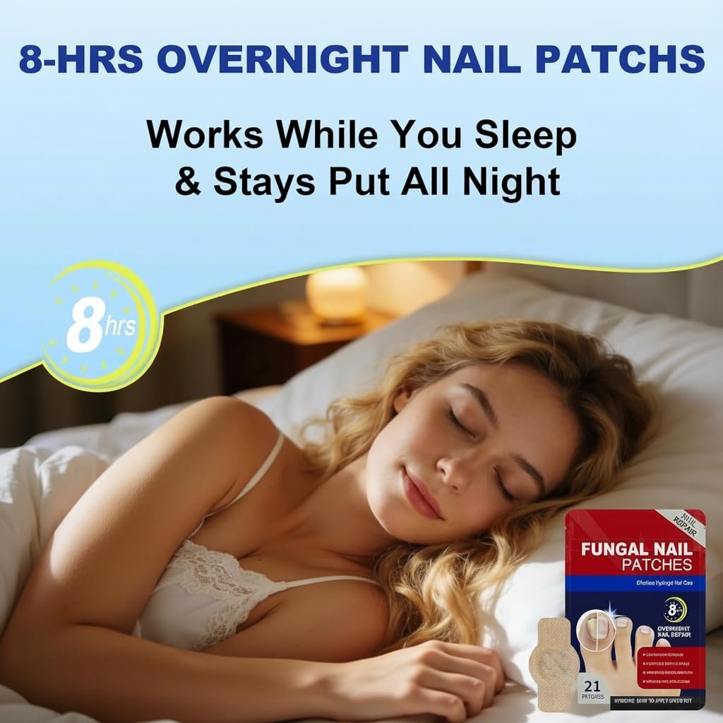 Nail Patches for Toenails - 2 Pack Toenail Stickers, 8-Hour Overnight Nail Patches, Fits Large & Small Nails, 42 Count (Blue A) - görsel 5