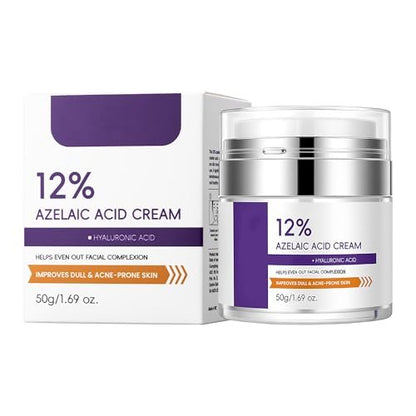 12% Azelaic Acid Cream for Face - Acne Treatment & Post-Acne Scar Fading, Regulates Sebum, Oily & Acne-Prone Skin Care, 1.69 oz