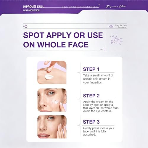 12% Azelaic Acid Cream for Face - Acne Treatment & Post-Acne Scar Fading, Regulates Sebum, Oily & Acne-Prone Skin Care, 1.69 oz - görsel 10