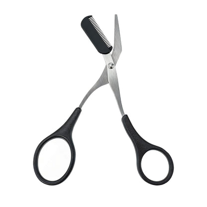 BlingKingdom 2 in 1 Eyebrow Scissors with Comb - Stainless Steel Eyebrow Trimmer for Women and Men (Black) Avelisse