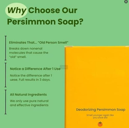 Japanese Persimmon Cleanser Bar Bundle for Body Odor – Natural Antibacterial Soap for Old People Smell (Nonki) – Organic Formula, 2-Pack