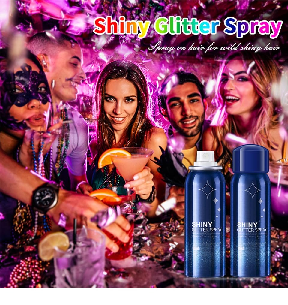 Rainbow Body Glitter Spray - Perfect Glitter Spray for Hair, Body & Clothes | Music Festival Stage Shimmer Makeup (2.11 oz) - görsel 4