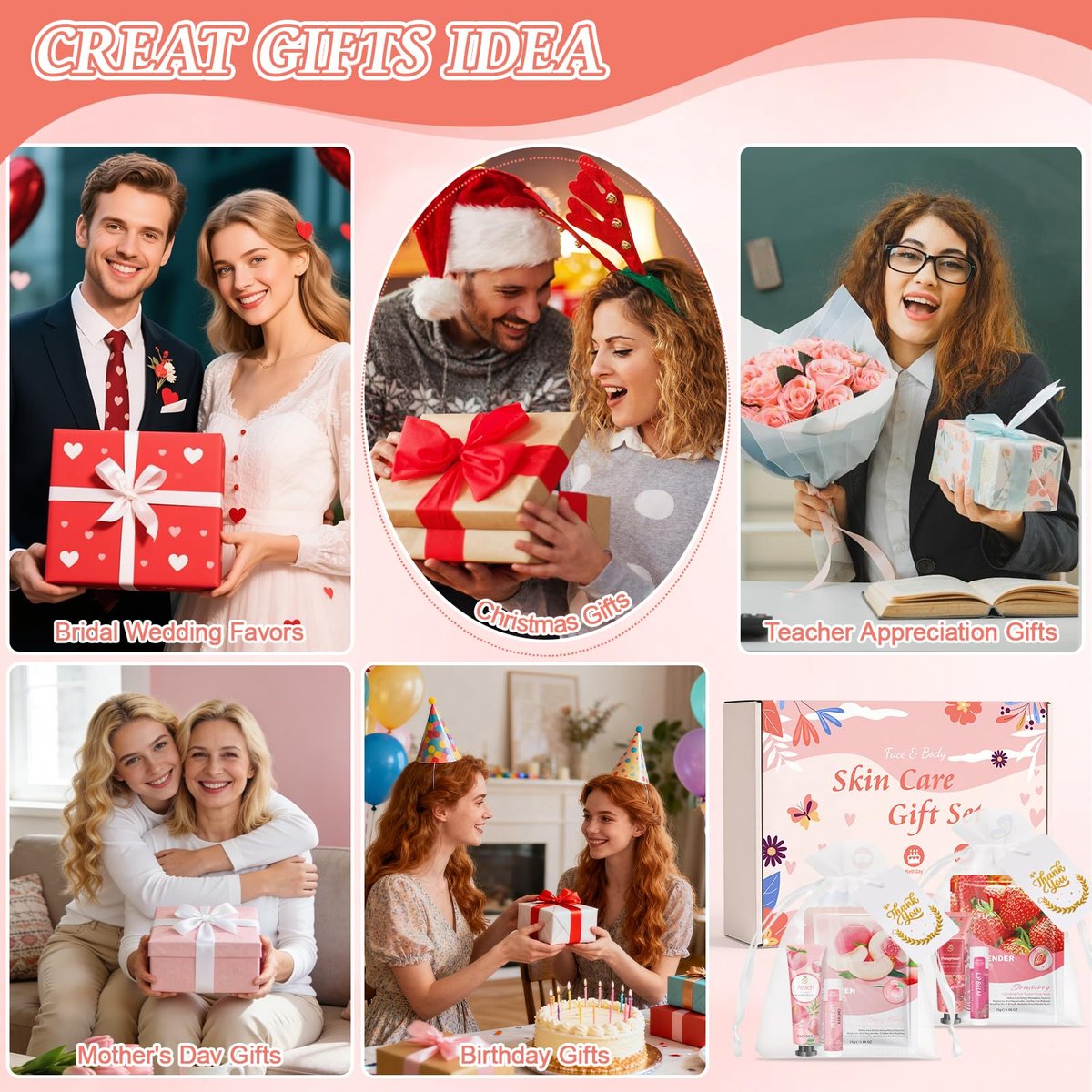 12 Sets Bulk Gifts for Women: Face Masks, Skincare, Hand Cream, Lip Balm Spa Set with Thank You Card & Organza Bag for Bridal Wedding Birthday Party Favors, Nurse Teacher Appreciation, Mother's Day Gift Avelisse