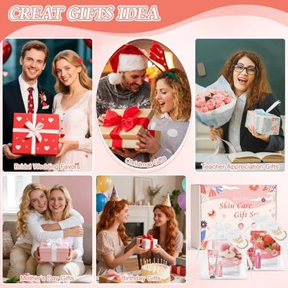 12 Sets Bulk Gifts for Women: Face Masks, Skincare, Hand Cream, Lip Balm Spa Set with Thank You Card & Organza Bag for Bridal Wedding Birthday Party Favors, Nurse Teacher Appreciation, Mother's Day Gift Avelisse