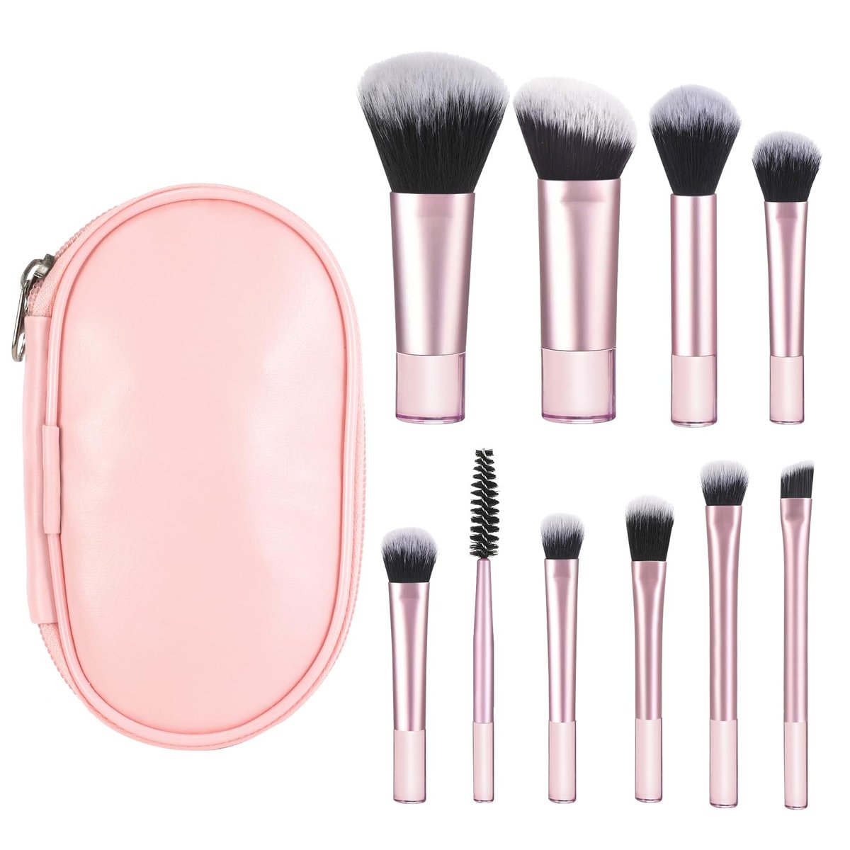 10 Pcs Travel Makeup Brushes With Pouch - Mini Travel Size Makeup Set, Portable Cosmetic Brush Kit for Women Girls - görsel 1