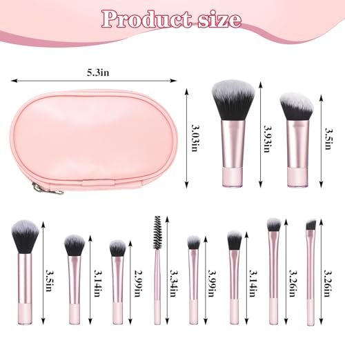 10 Pcs Travel Makeup Brushes With Pouch - Mini Travel Size Makeup Set, Portable Cosmetic Brush Kit for Women Girls - görsel 4