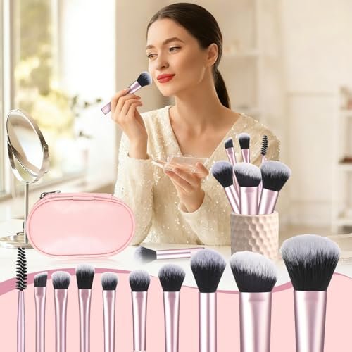 10 Pcs Travel Makeup Brushes With Pouch - Mini Travel Size Makeup Set, Portable Cosmetic Brush Kit for Women Girls - görsel 14