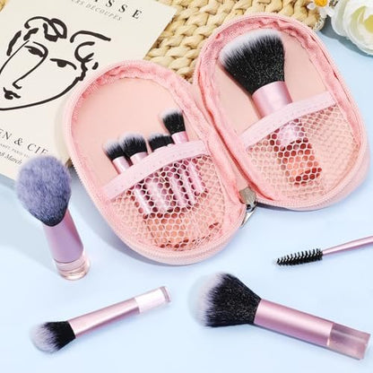 10 Pcs Travel Makeup Brushes With Pouch - Mini Travel Size Makeup Set, Portable Cosmetic Brush Kit for Women Girls