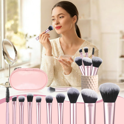 10 Pcs Travel Makeup Brushes With Pouch - Mini Travel Size Makeup Set, Portable Cosmetic Brush Kit for Women Girls