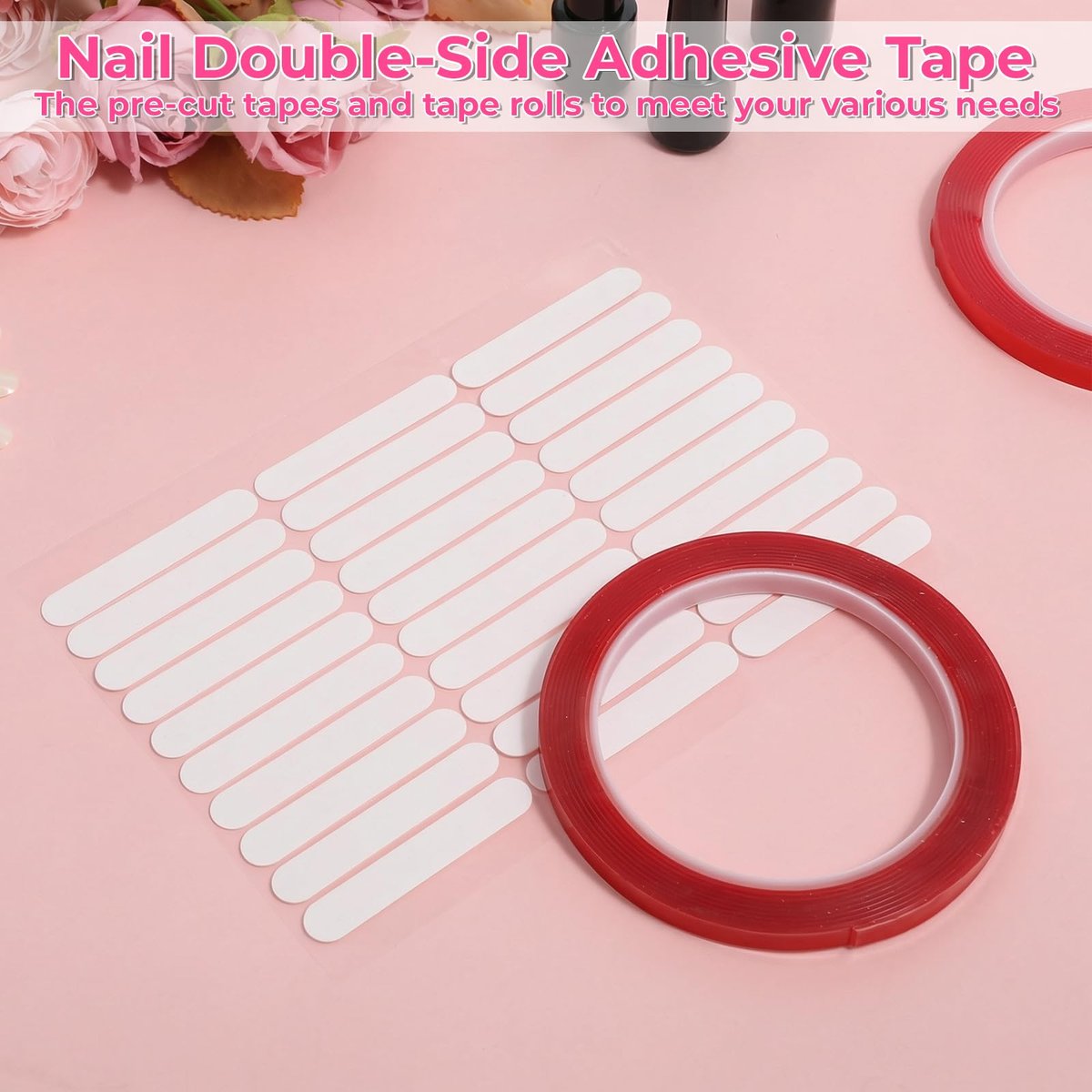 10 Pcs Double Sided Nail Tape for Nail Art – Strong Adhesive Clear Strips for Manicure Display, Storage, and Packaging - görsel 11