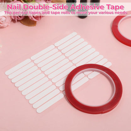 10 Pcs Double Sided Nail Tape for Nail Art – Strong Adhesive Clear Strips for Manicure Display, Storage, and Packaging