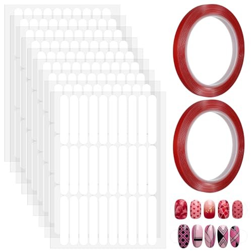 10 Pcs Double Sided Nail Tape for Nail Art – Strong Adhesive Clear Strips for Manicure Display, Storage, and Packaging - görsel 2