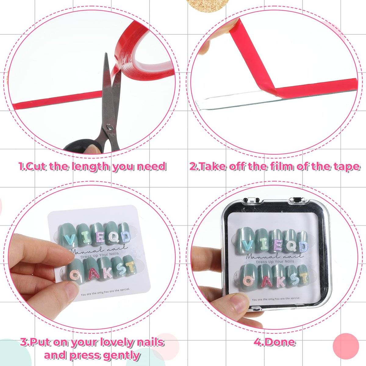 10 Pcs Double Sided Nail Tape for Nail Art – Strong Adhesive Clear Strips for Manicure Display, Storage, and Packaging - görsel 7