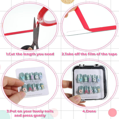 10 Pcs Double Sided Nail Tape for Nail Art – Strong Adhesive Clear Strips for Manicure Display, Storage, and Packaging