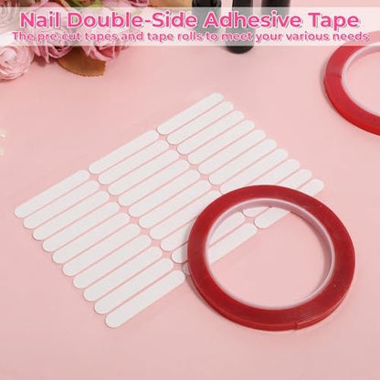 10 Pcs Double Sided Nail Tape for Nail Art – Strong Adhesive Clear Strips for Manicure Display, Storage, and Packaging