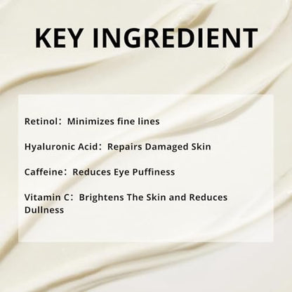 SEACLL Retinol Eye Cream with Vitamin C & Caffeine – Cooling Metal Tip for Puffiness, Reduces Fine Lines & Dark Circles, Fragrance-Free Paraben-Free Dye-Free, 0.5 fl oz
