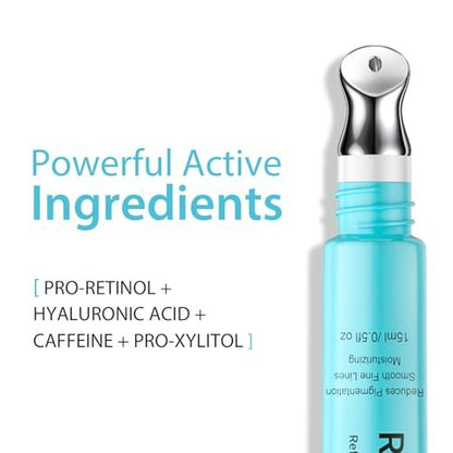 SEACLL Retinol Eye Cream with Vitamin C & Caffeine – Cooling Metal Tip for Puffiness, Reduces Fine Lines & Dark Circles, Fragrance-Free Paraben-Free Dye-Free, 0.5 fl oz