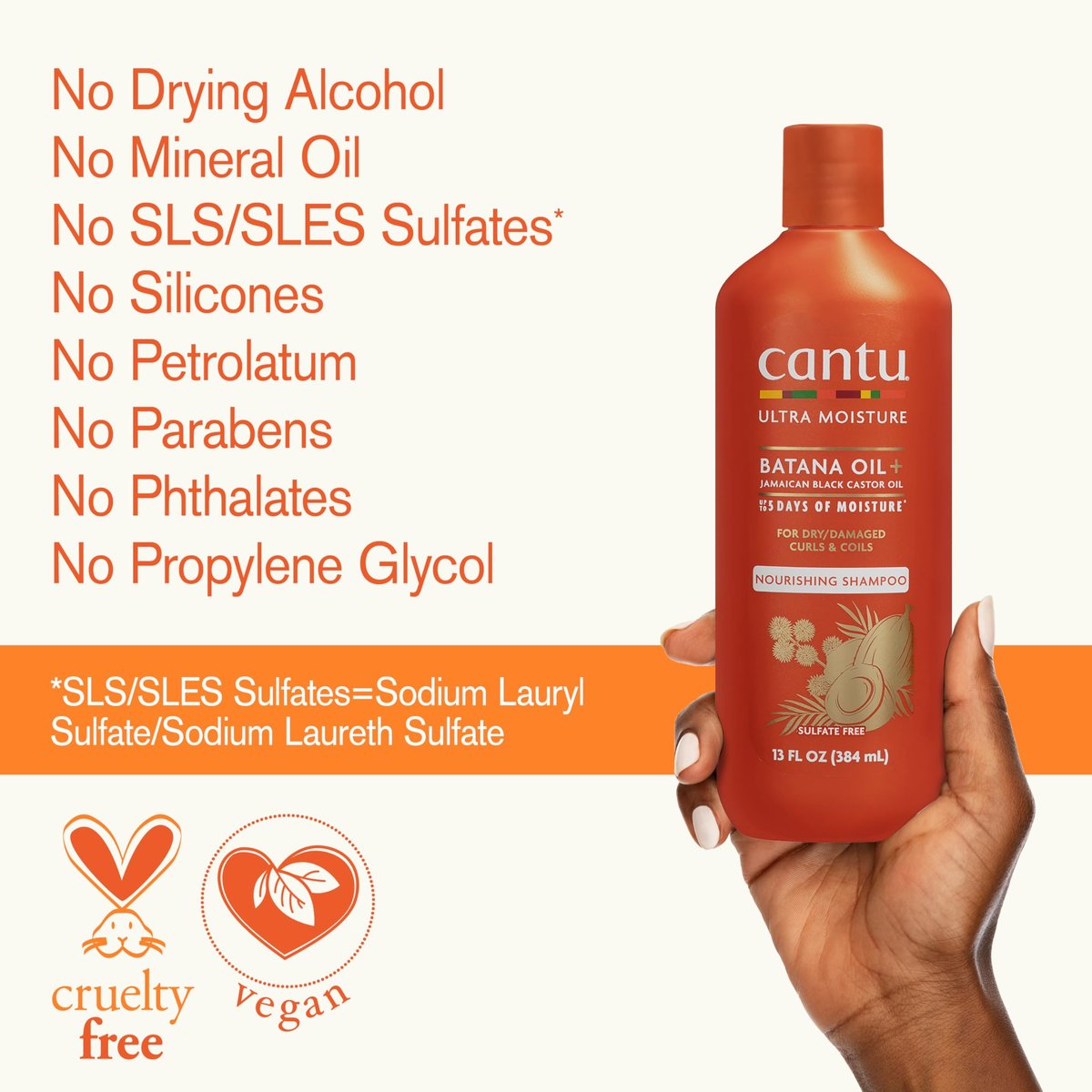 Cantu Ultra Moisture Nourishing Shampoo with Batana Oil + Jamaican Black Castor Oil, 13 fl oz - görsel 15