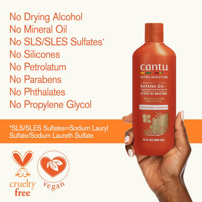 Cantu Ultra Moisture Nourishing Shampoo with Batana Oil + Jamaican Black Castor Oil, 13 fl oz