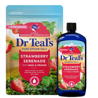 Dr Teal's Limited Edition Strawberry Serenade Pure Epsom Salt and Foaming Bath Set with Basil & Orange Avelisse