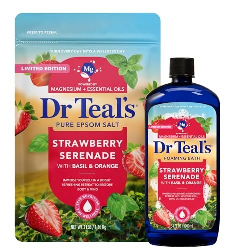 Dr Teal's Limited Edition Strawberry Serenade Pure Epsom Salt and Foaming Bath Set with Basil & Orange Avelisse