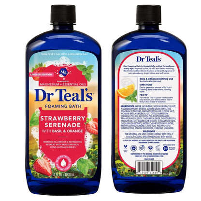 Dr Teal's Limited Edition Strawberry Serenade Pure Epsom Salt and Foaming Bath Set with Basil & Orange Avelisse