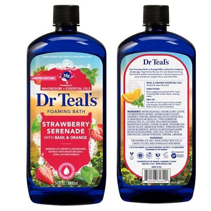 Dr Teal's Limited Edition Strawberry Serenade Pure Epsom Salt and Foaming Bath Set with Basil & Orange Avelisse