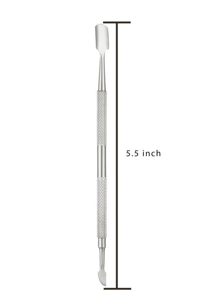 Professional Stainless Steel Cuticle Pusher - Double Ended Nail Pusher for Manicure & Pedicure with Storage Pouch