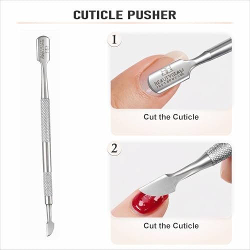 Professional Stainless Steel Cuticle Pusher - Double Ended Nail Pusher for Manicure & Pedicure with Storage Pouch - görsel 6