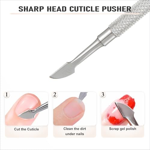 Professional Stainless Steel Cuticle Pusher - Double Ended Nail Pusher for Manicure & Pedicure with Storage Pouch - görsel 8