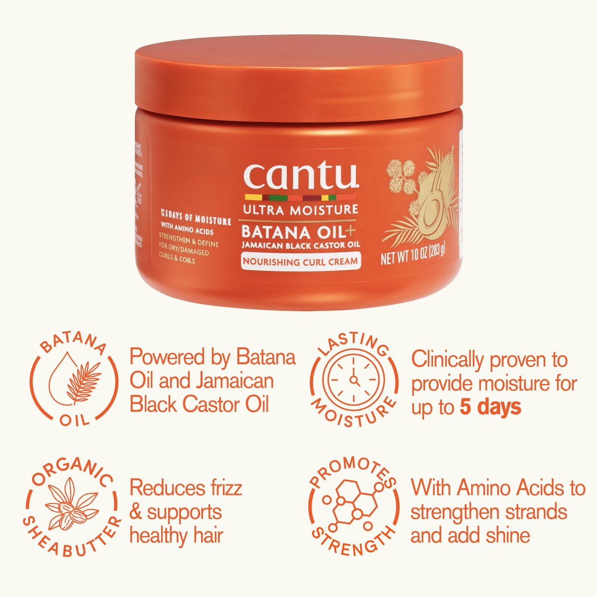 Cantu Ultra Moisture Nourishing Curling Cream with Batana Oil + Jamaican Black Castor Oil, 10 oz - görsel 3