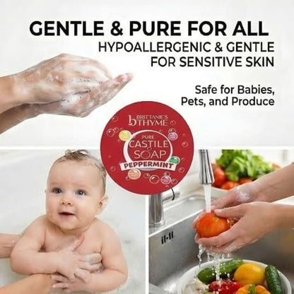 Brittanie's Pure Organic Castile Soap Refill, 1 Gallon Peppermint - Liquid Soap for Face, Body, Hands, Dishes, Pets, Laundry - Vegan, Non-GMO, Gluten-Free, Biodegradable - Made in USA Avelisse